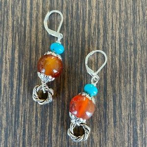 HAND CRAFTED CARNELIAN & TURQUOISE EARRINGS